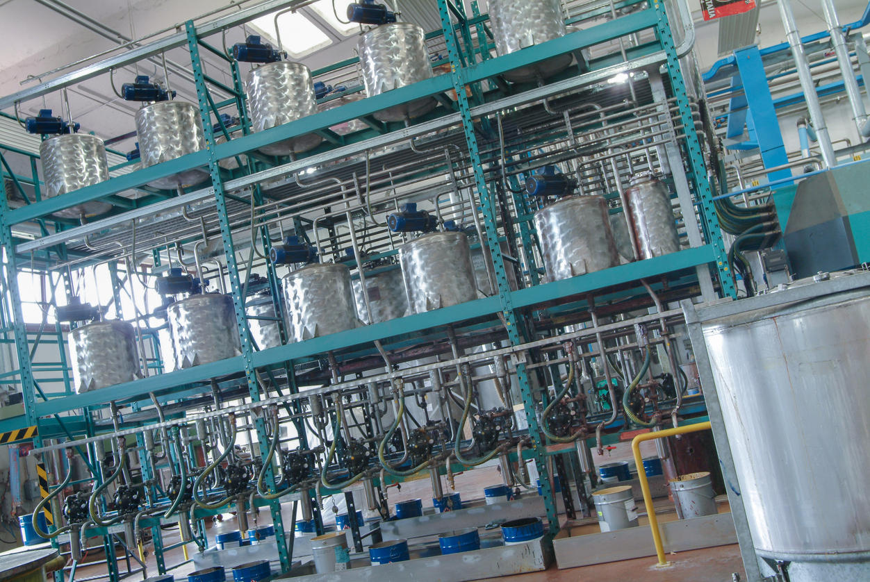 metal tanks in a paint production industry
