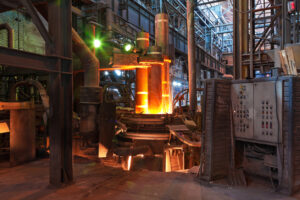 Electric furnace at the metallurgical plant